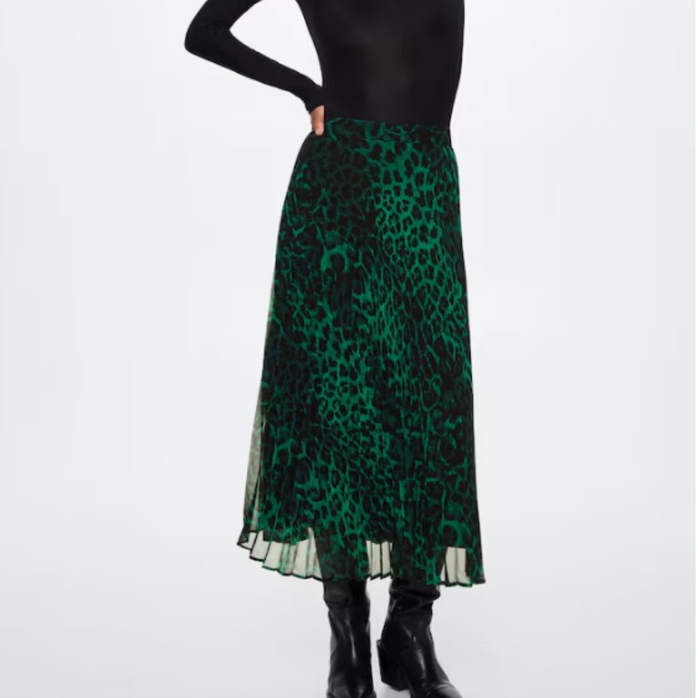 MANGO Animal Print Skirt
